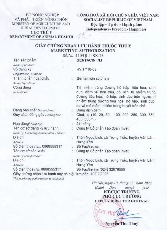Chứng nhận sản phẩm Hoa Sen Vet