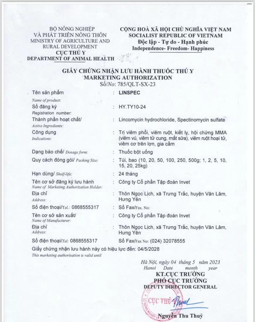 Chứng nhận sản phẩm Hoa Sen Vet