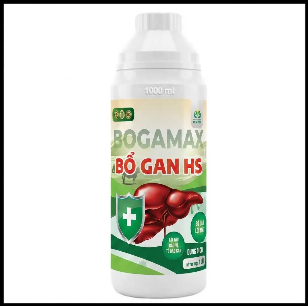 BOGAMAX BỔ GAN HS 1 LÍT – Giải độc, mát gan, tăng ăn, phục hồi gà, vịt, heo