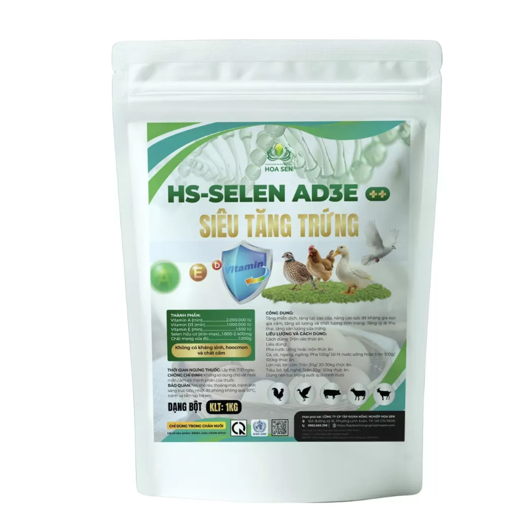 HS Selen AD3E – Nuôi khỏe, phối đậu cao, trứng sữa đều mỗi ngày