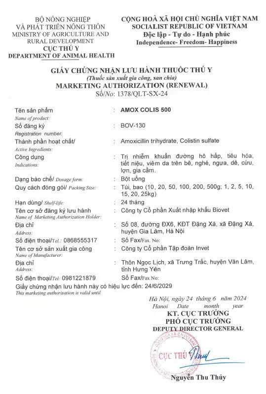 Chứng nhận sản phẩm Hoa Sen Vet