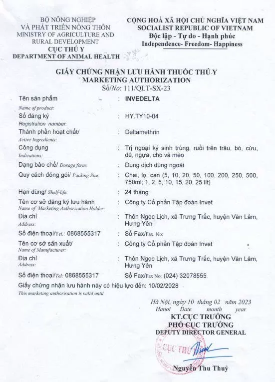 Chứng nhận sản phẩm Hoa Sen Vet