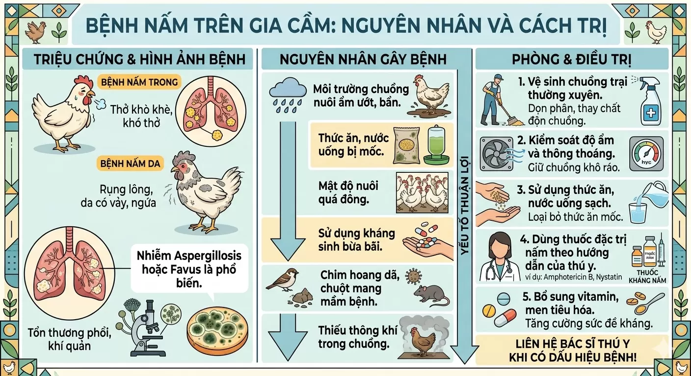 Bệnh Nấm trên Gà: Nguyên Nhân và Cách Điều Trị