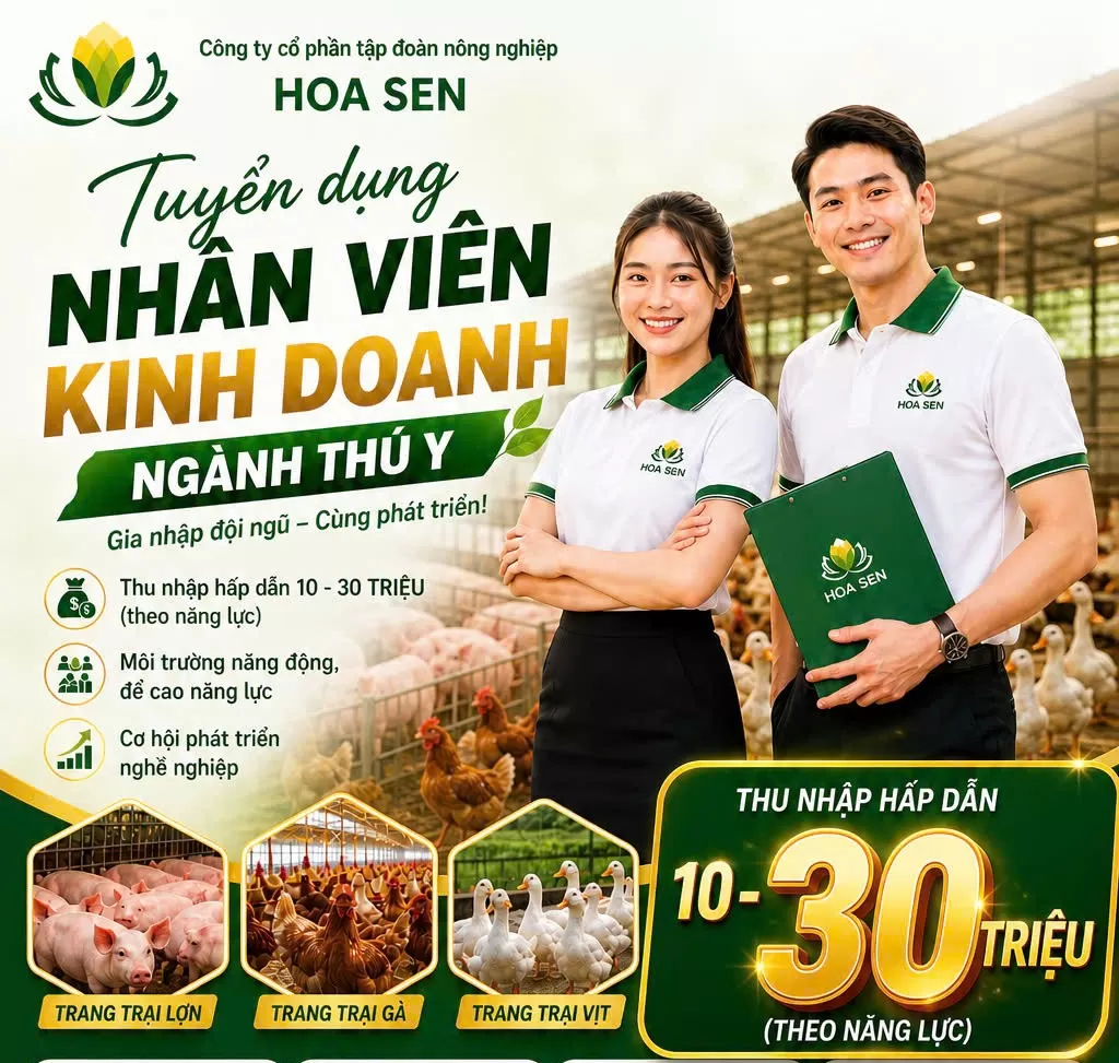 TUYỂN DỤNG NHÂN VIÊN KINH DOANH- THUỐC THÚ Y